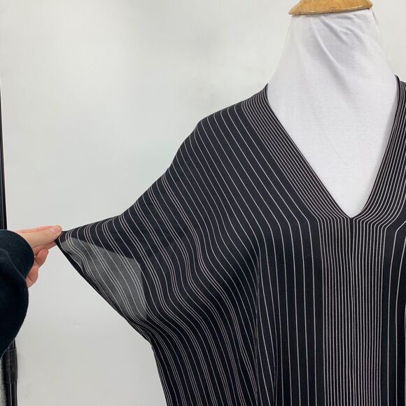Vince Blouse Women XS Extra Small Black White Stripe Dolman V Neck Slouchy Tunic - Picture 4 of 13